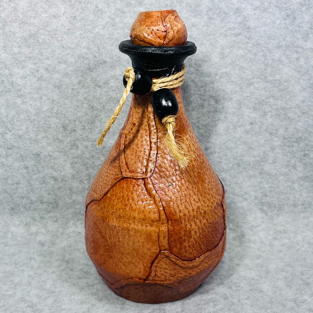 Hand Wrapped Ceramic Jug Decanter with Matching Stopper Made in Mexico 7” H 2008